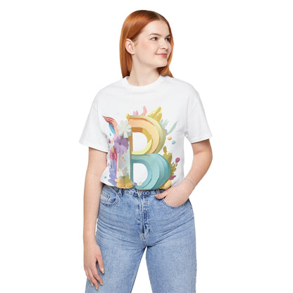 Natural Cotton Tee Shirt - Letters Collection - B Printify