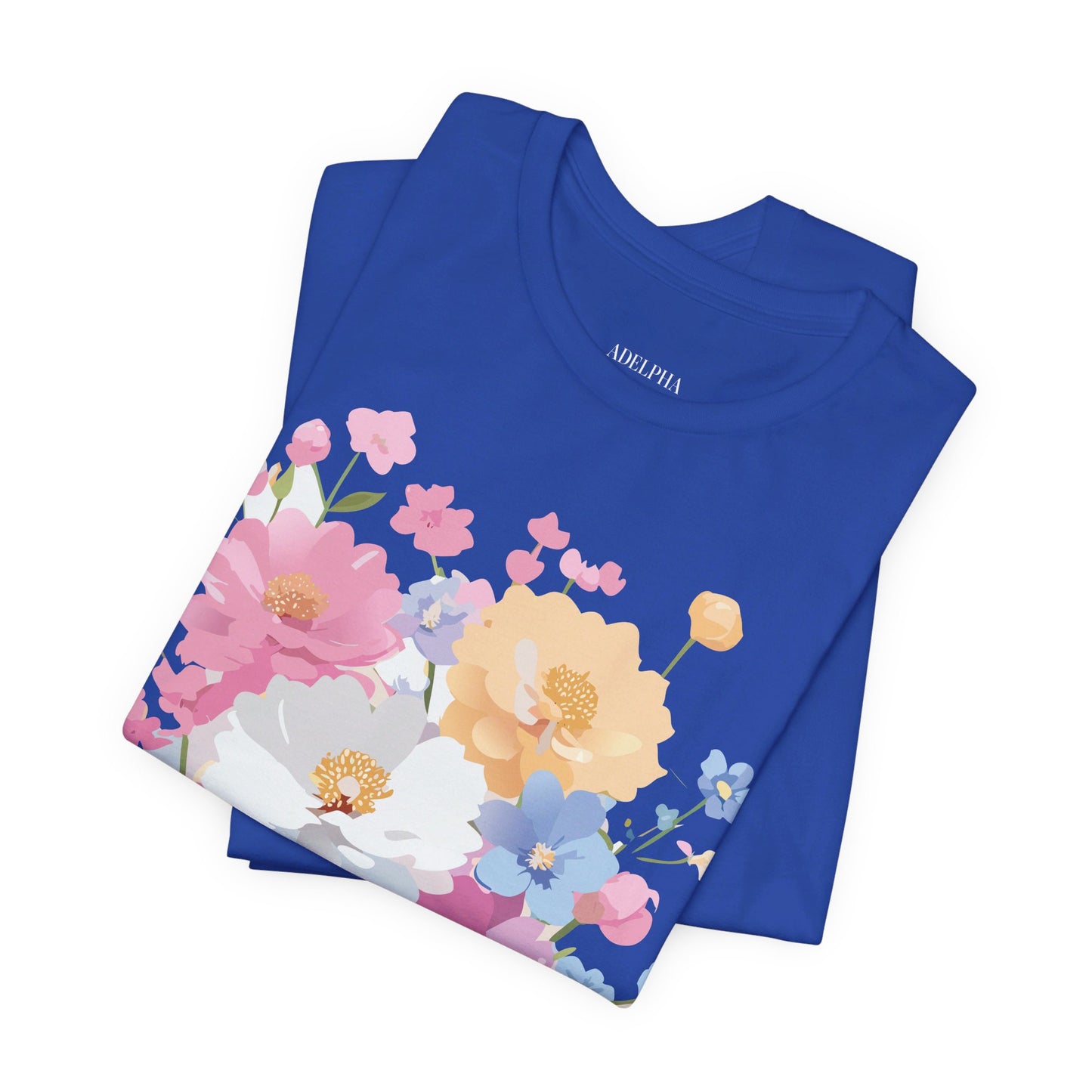 Natural Cotton Tee Shirt with Flowers