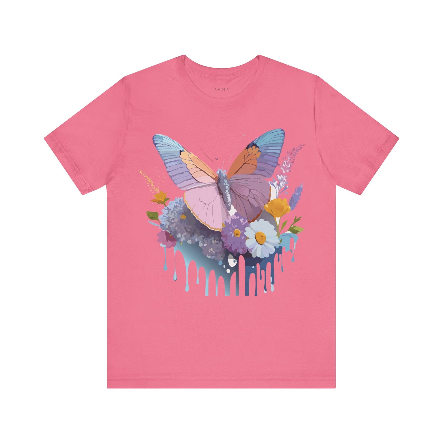 Natural Cotton Tee Shirt with Butterfly