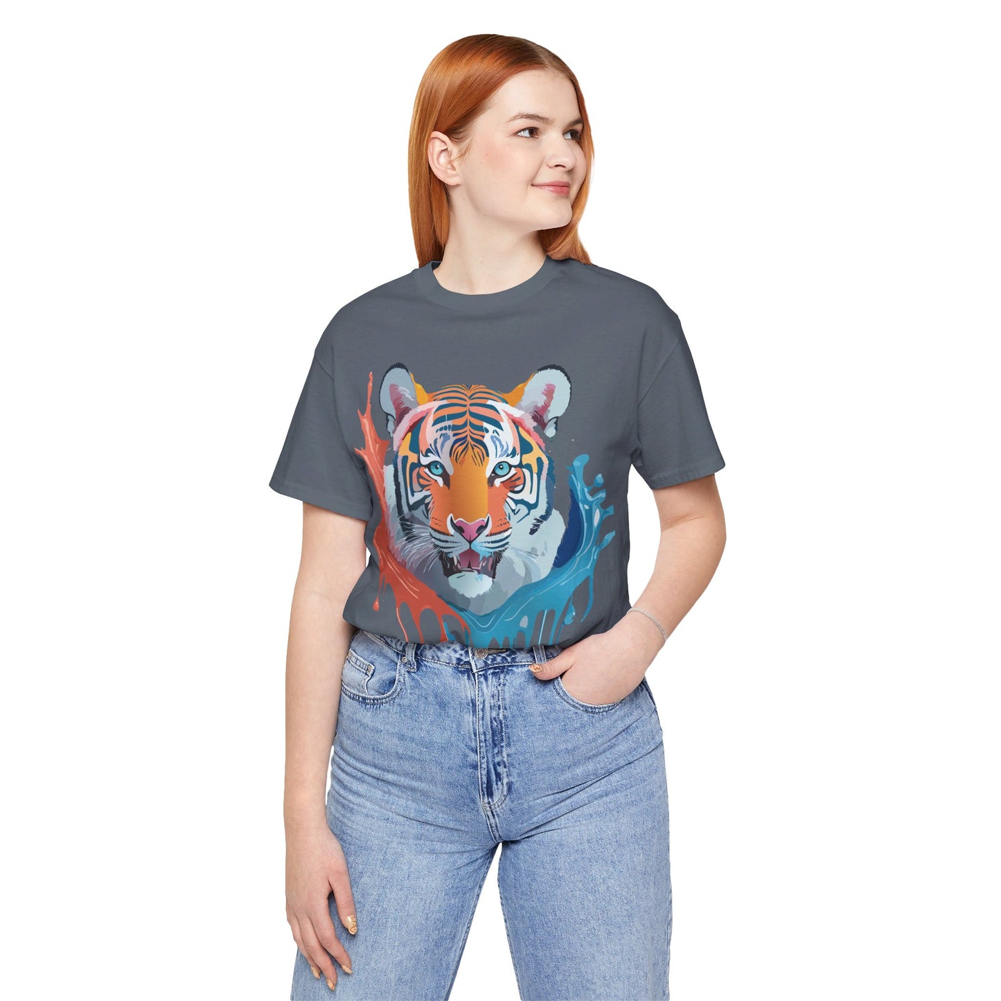 Natural Cotton Tee Shirt with Tiger