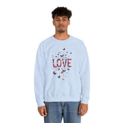 Unisex Floral Love Sweatshirt Fifty Fifty Cotton Poly Valentines Day