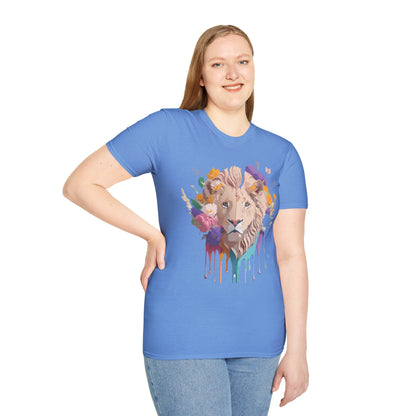 Unisex Lion Shirt Floral Lion Tee Softstyle 64000 Gildan Cotton Tee