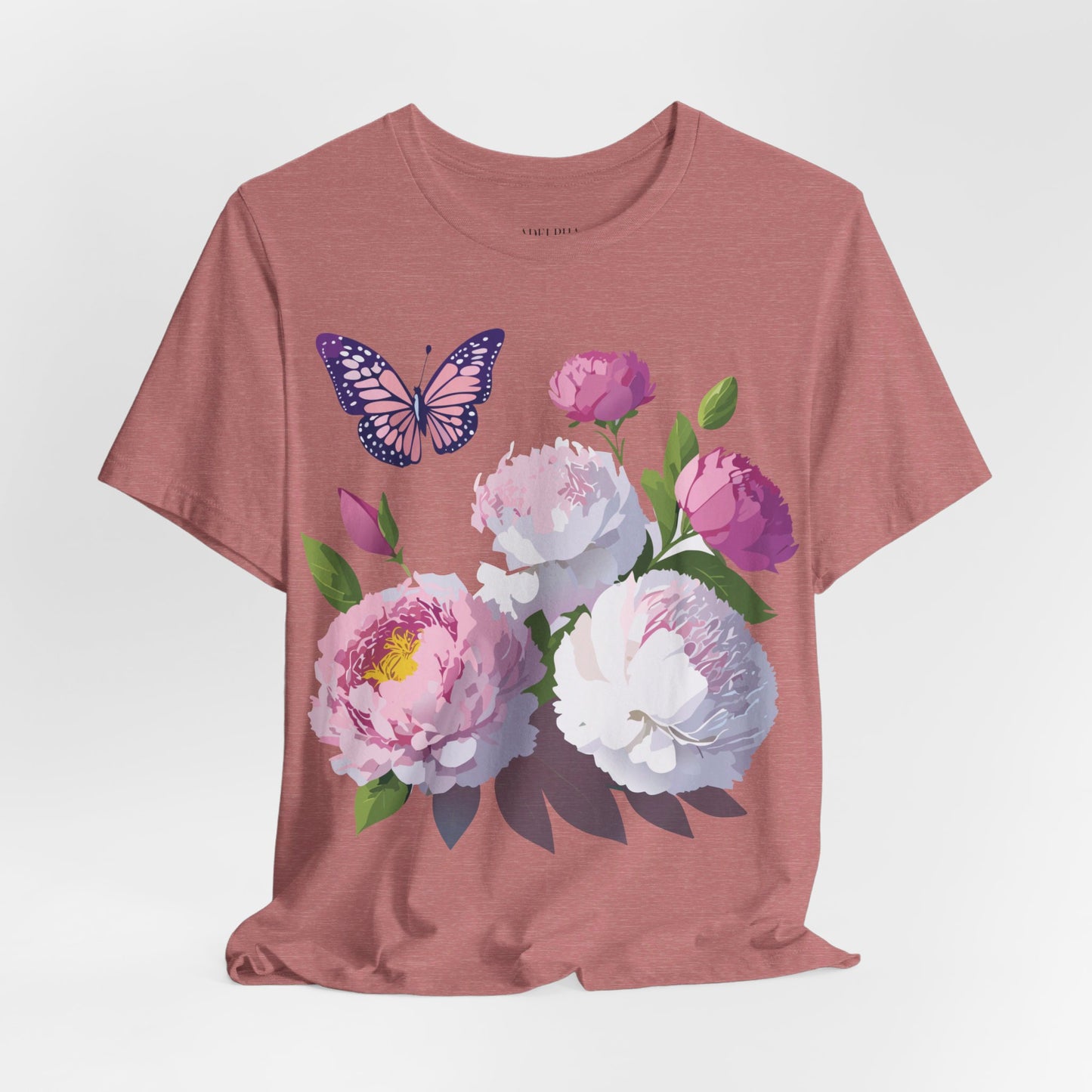 Natural Cotton Tee Shirt with Flowers