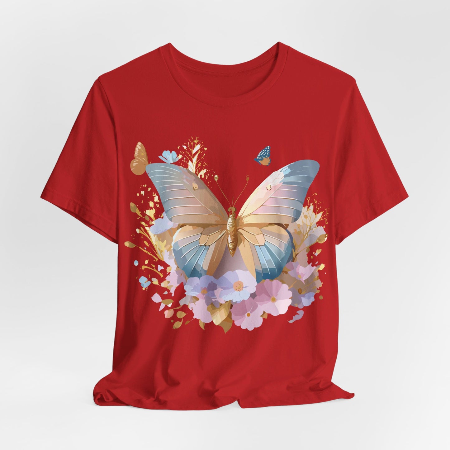 Natural Cotton Tee Shirt with Butterfly