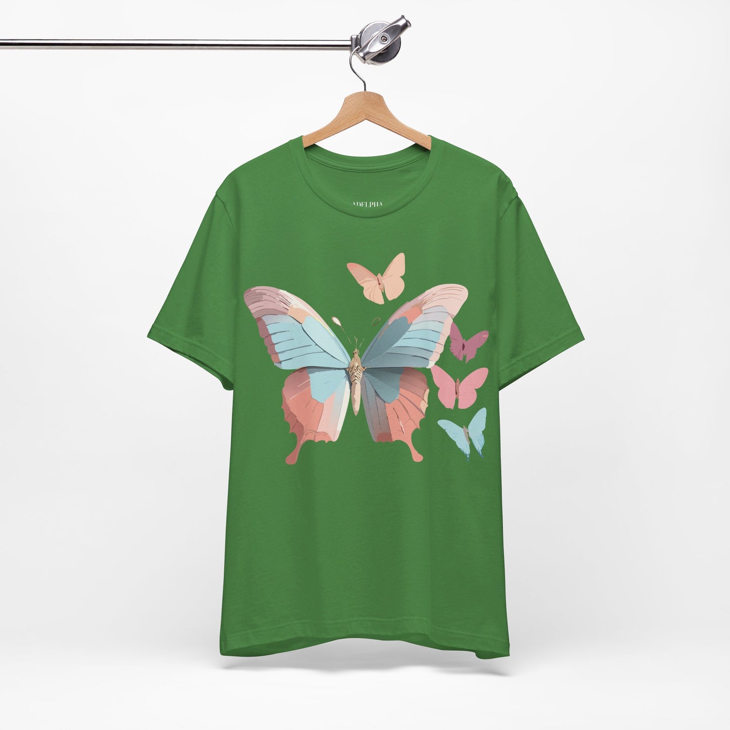 Natural Cotton Tee Shirt with Butterfly