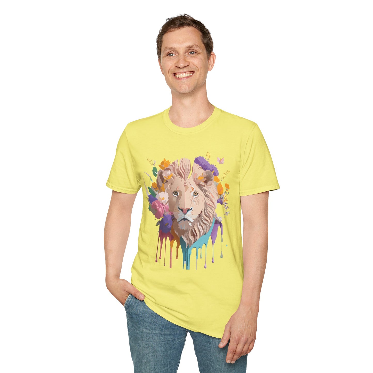 Lion Shirt, Shirt with Lion, Floral Lion Tee, Shirt with Animals