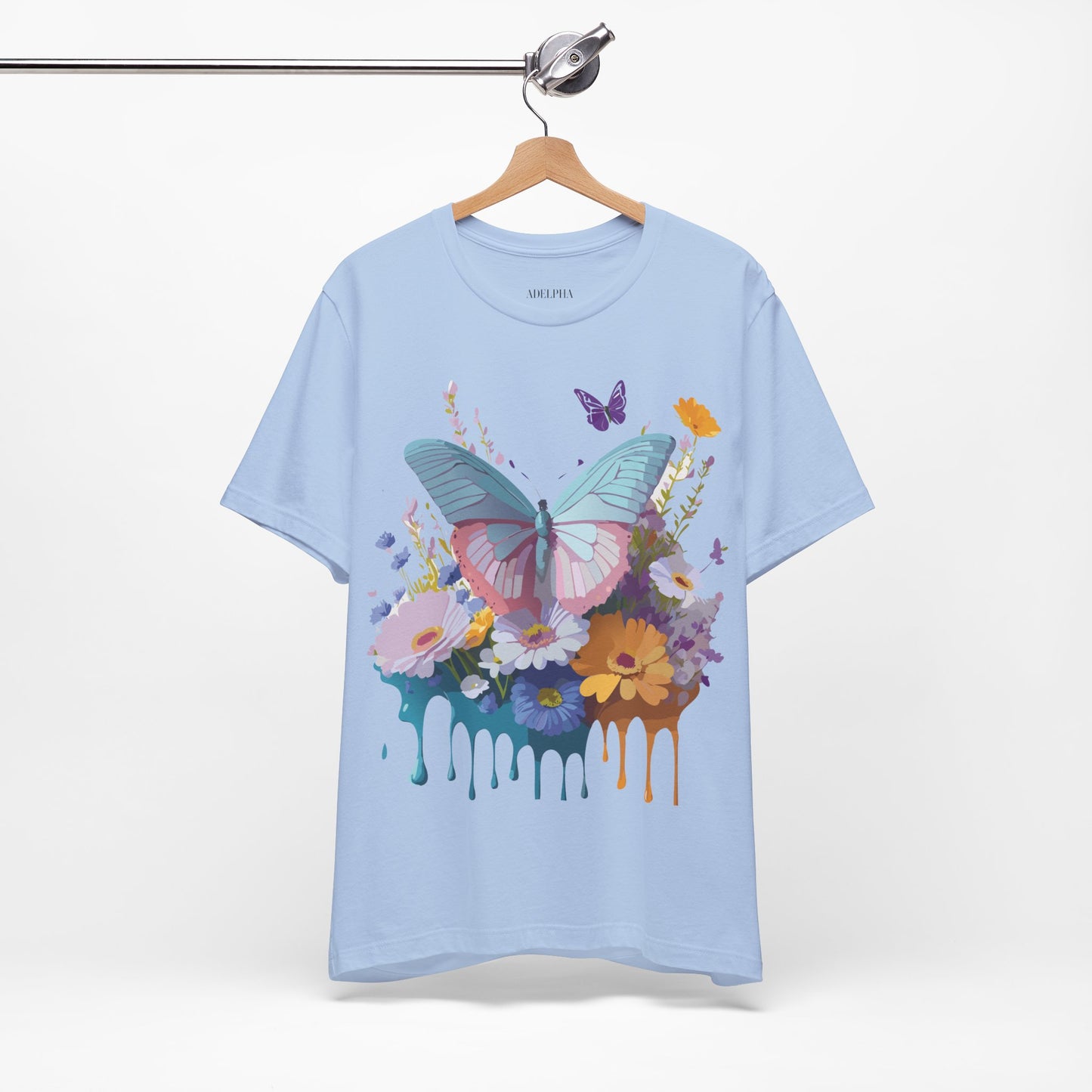 Natural Cotton Tee Shirt with Butterfly