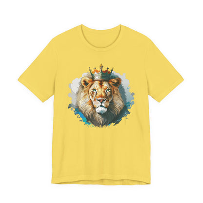 Lion with Crown Tee Unisex Cotton Watercolor King Lion Graphic T-Shirt 2