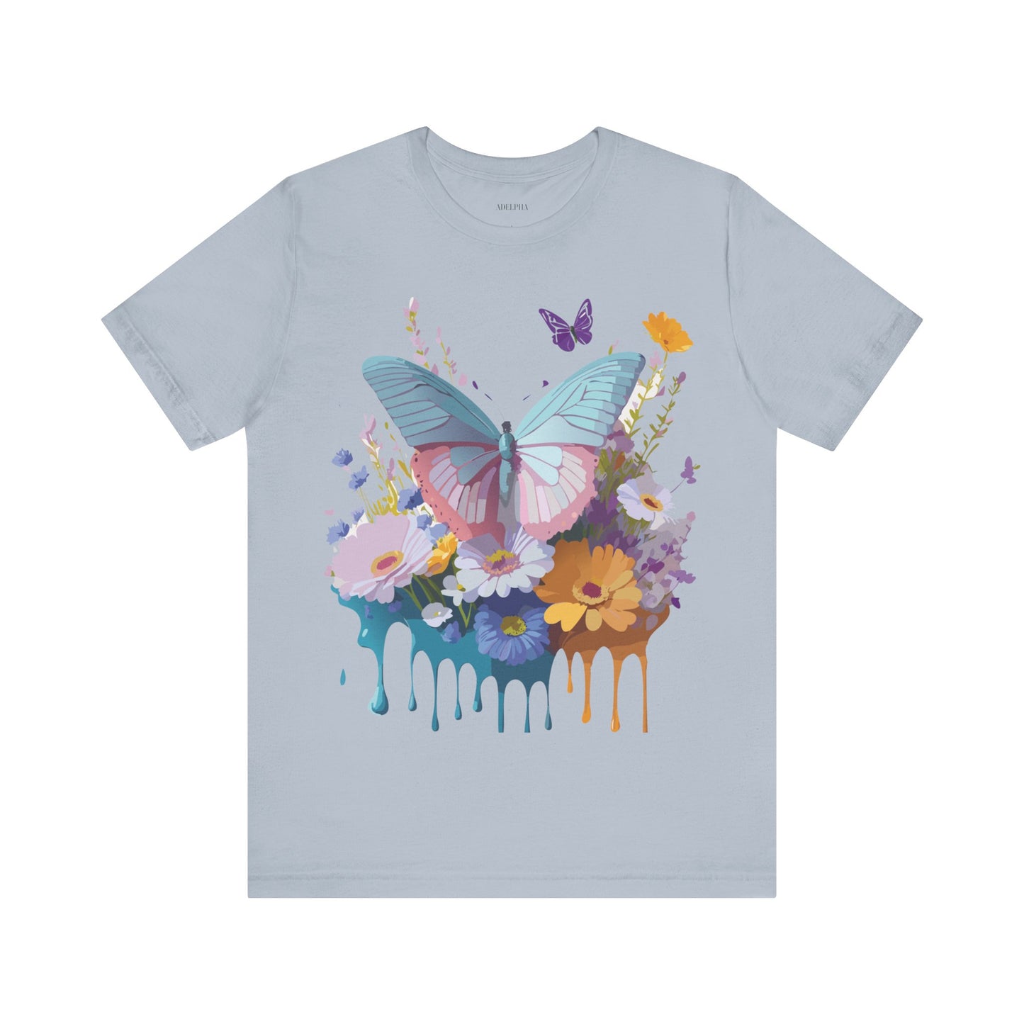 Natural Cotton Tee Shirt with Butterfly