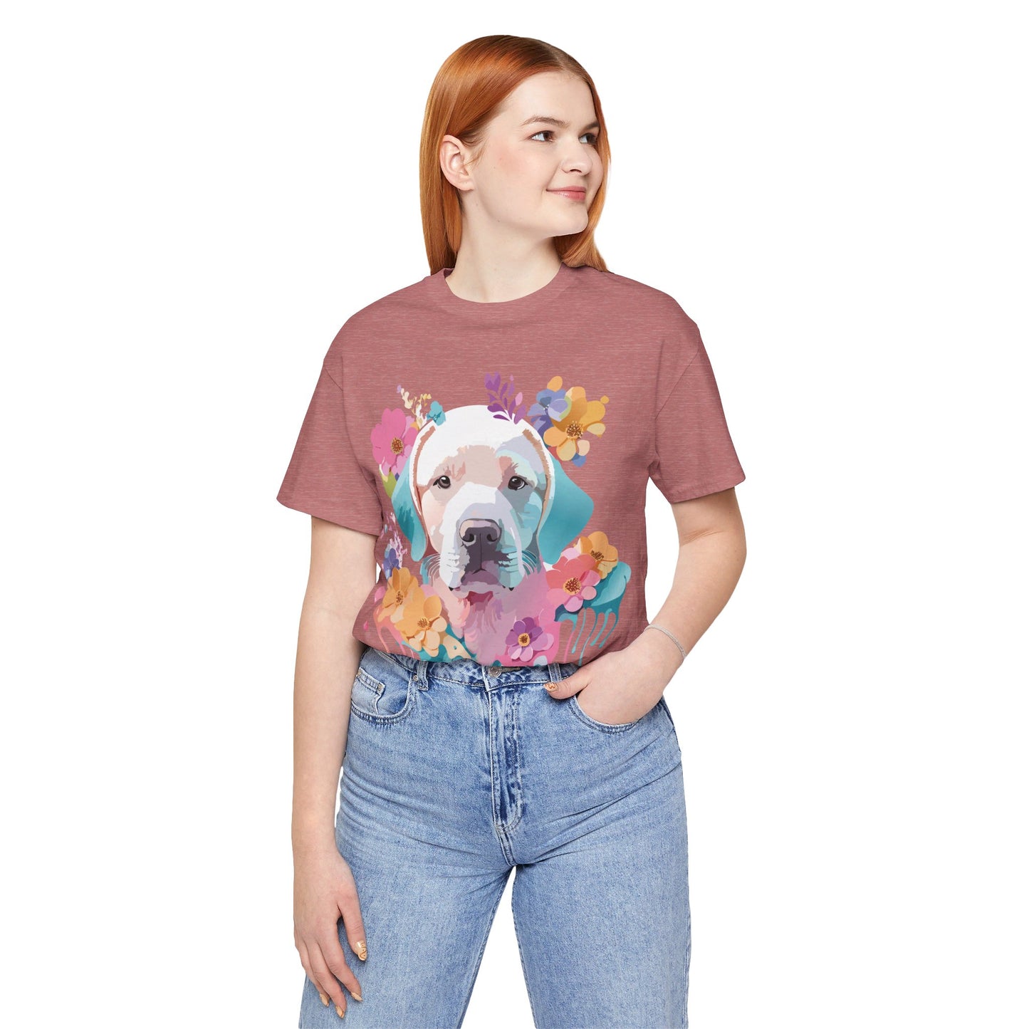 Natural Cotton Tee Shirt with Dog