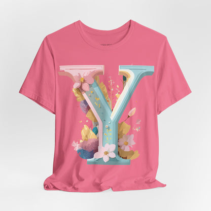 Natural Cotton Tee Shirt - Letters Collection - Y Printify