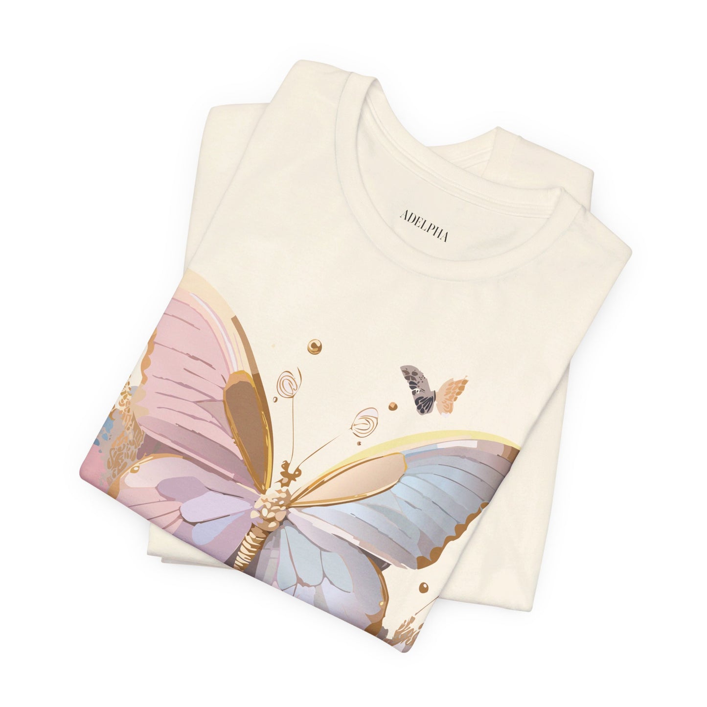 Natural Cotton Tee Shirt with Butterfly