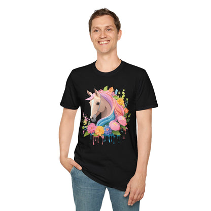 Unisex Horse Shirt Soft Cotton Tee With Animal Artwork Gildan Softstyle