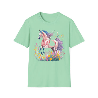 Horse Shirt Unisex Tee Animal Print Gildan Softstyle 64000 Ring Spun Cotton