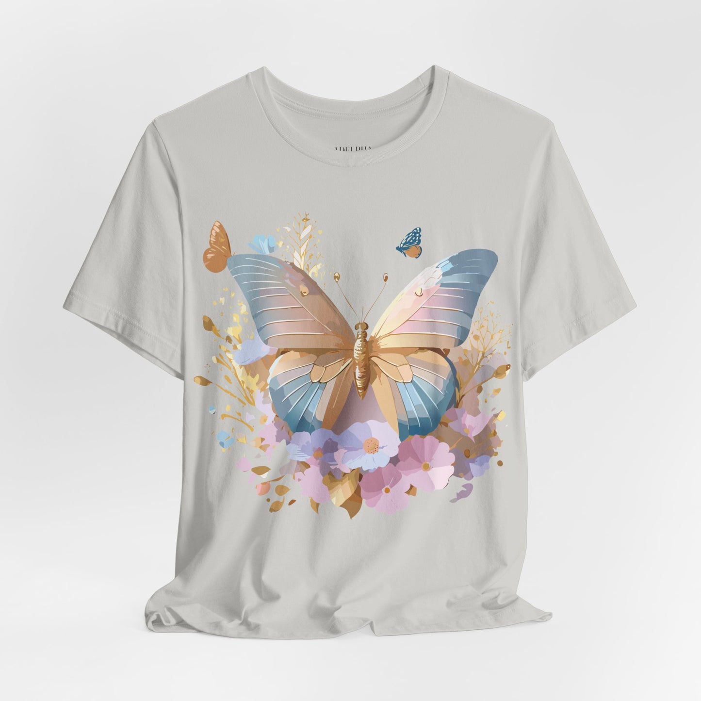 Natural Cotton Tee Shirt with Butterfly