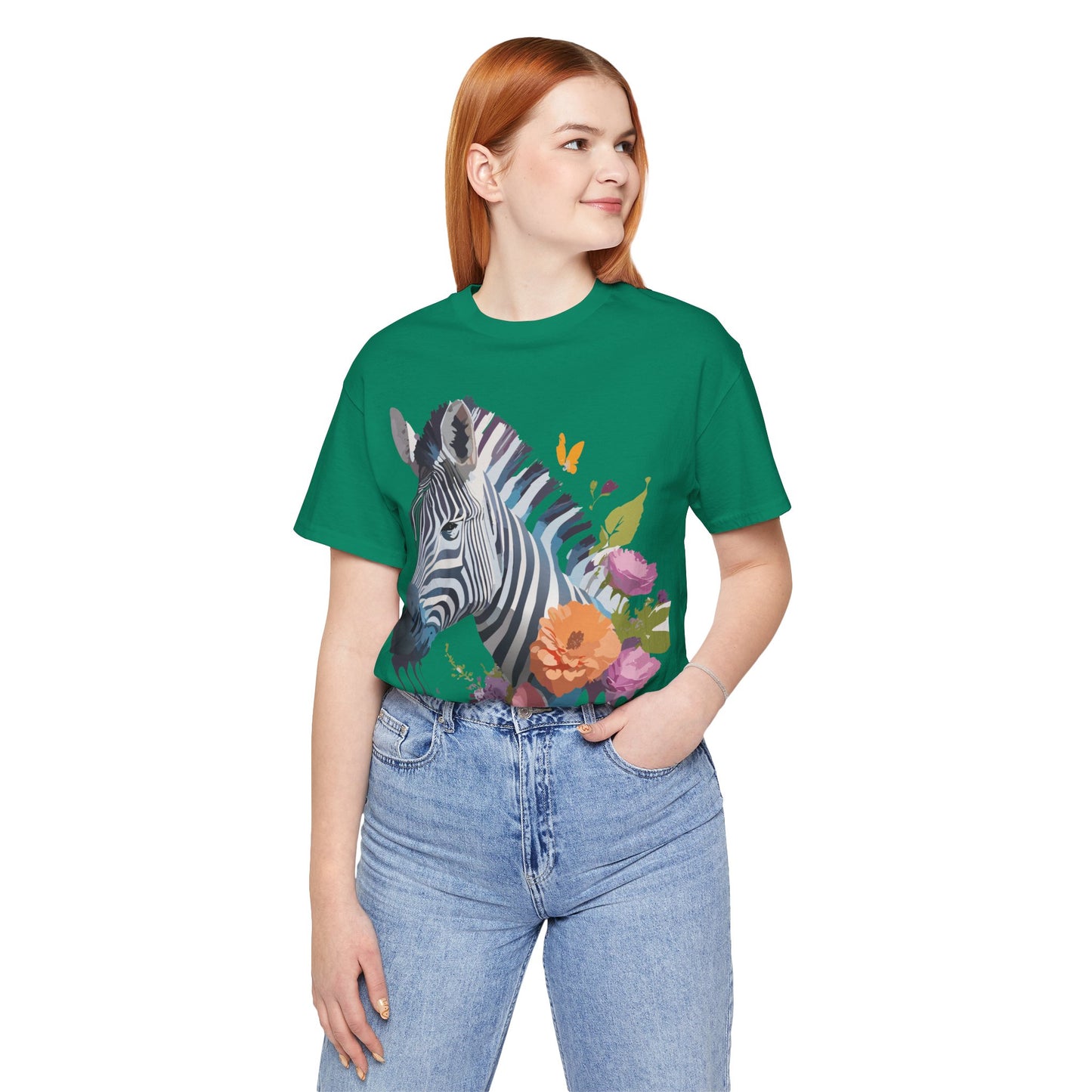 Natural Cotton Tee Shirt with Zebra