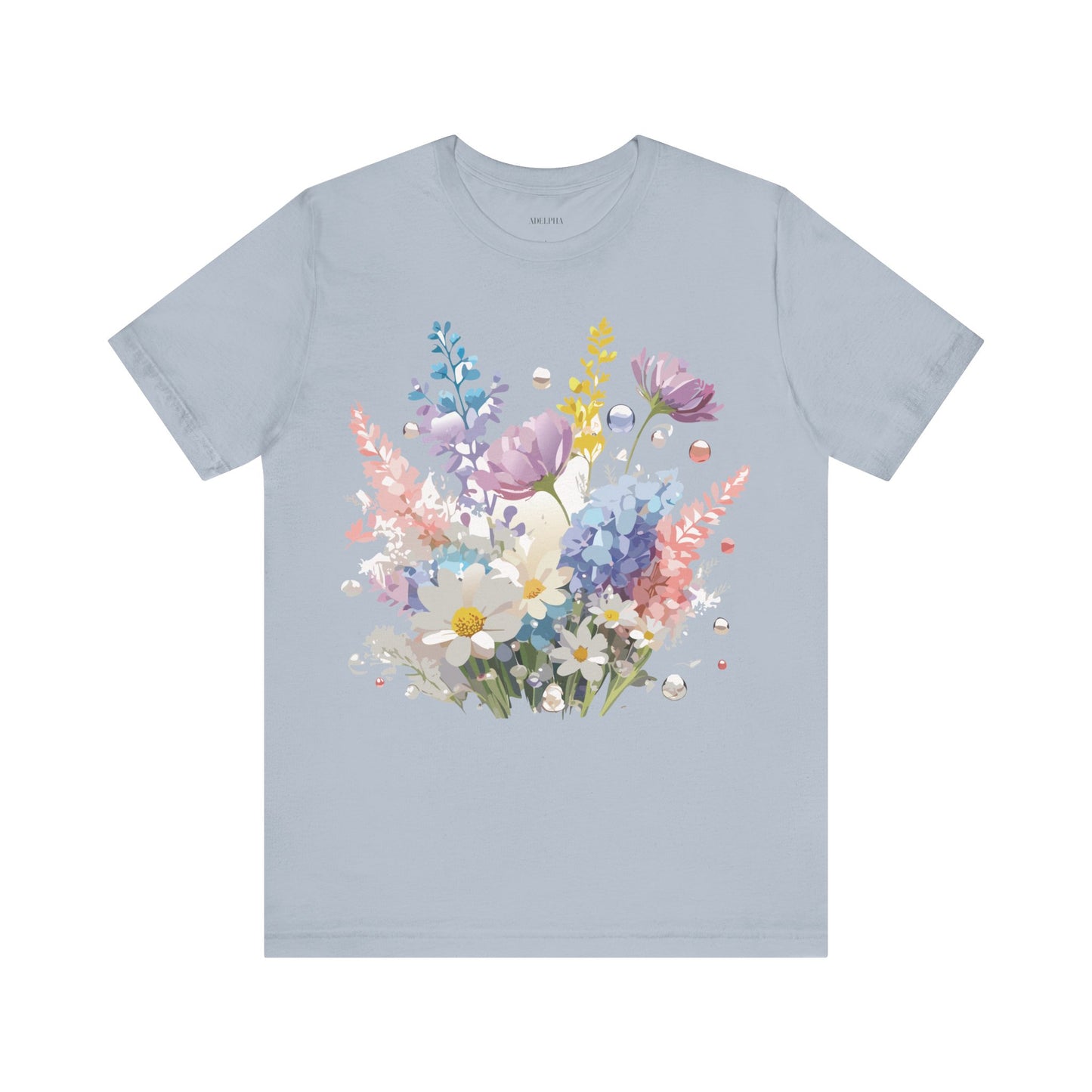 Natural Cotton Tee Shirt with Flowers