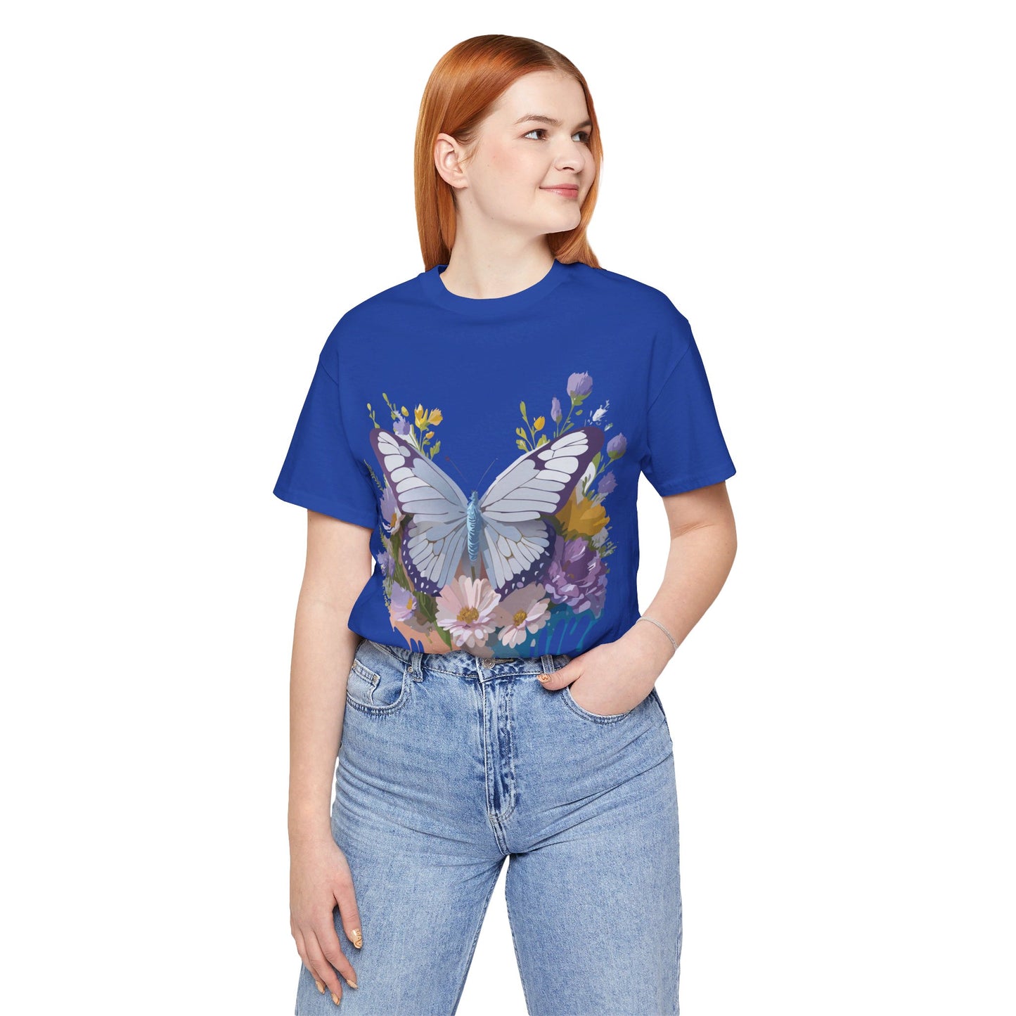 Natural Cotton Tee Shirt with Butterfly