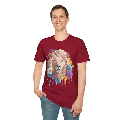 Lion Shirt Unisex Floral Lion Tee Gildan Softstyle 64000 Short Sleeve