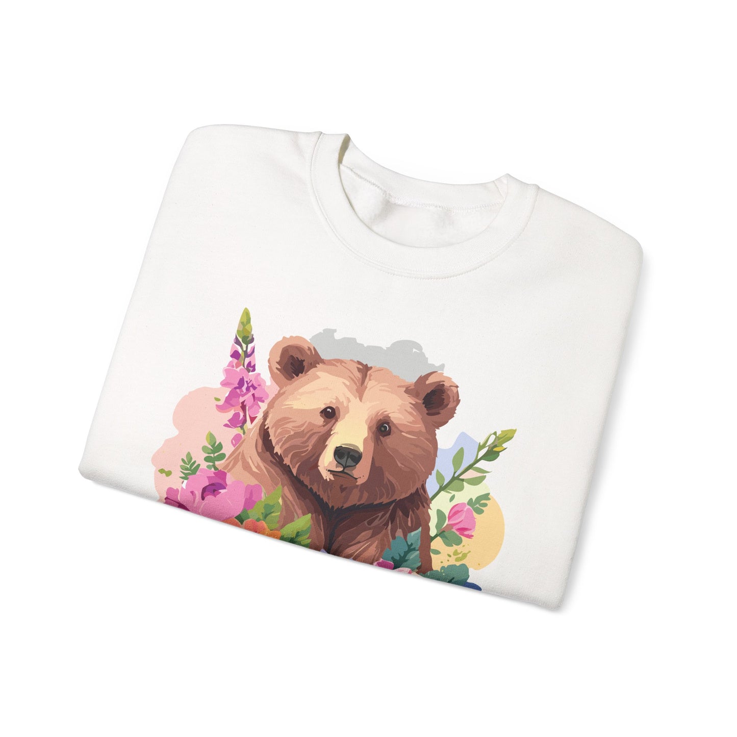 Unisex Floral Bear Sweatshirt, Animals Sweatshirt, Floral Sweatshirt, Art Design Sweatshirt
