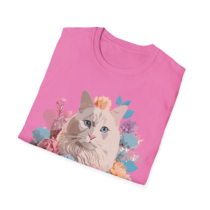 Cat Shirt Unisex Short Sleeve Cat Tee Kitten Design Gildan Softstyle 64000 Tee