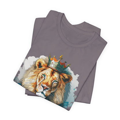 Lion with Crown Tee Unisex Cotton Watercolor King Lion Graphic T-Shirt 2