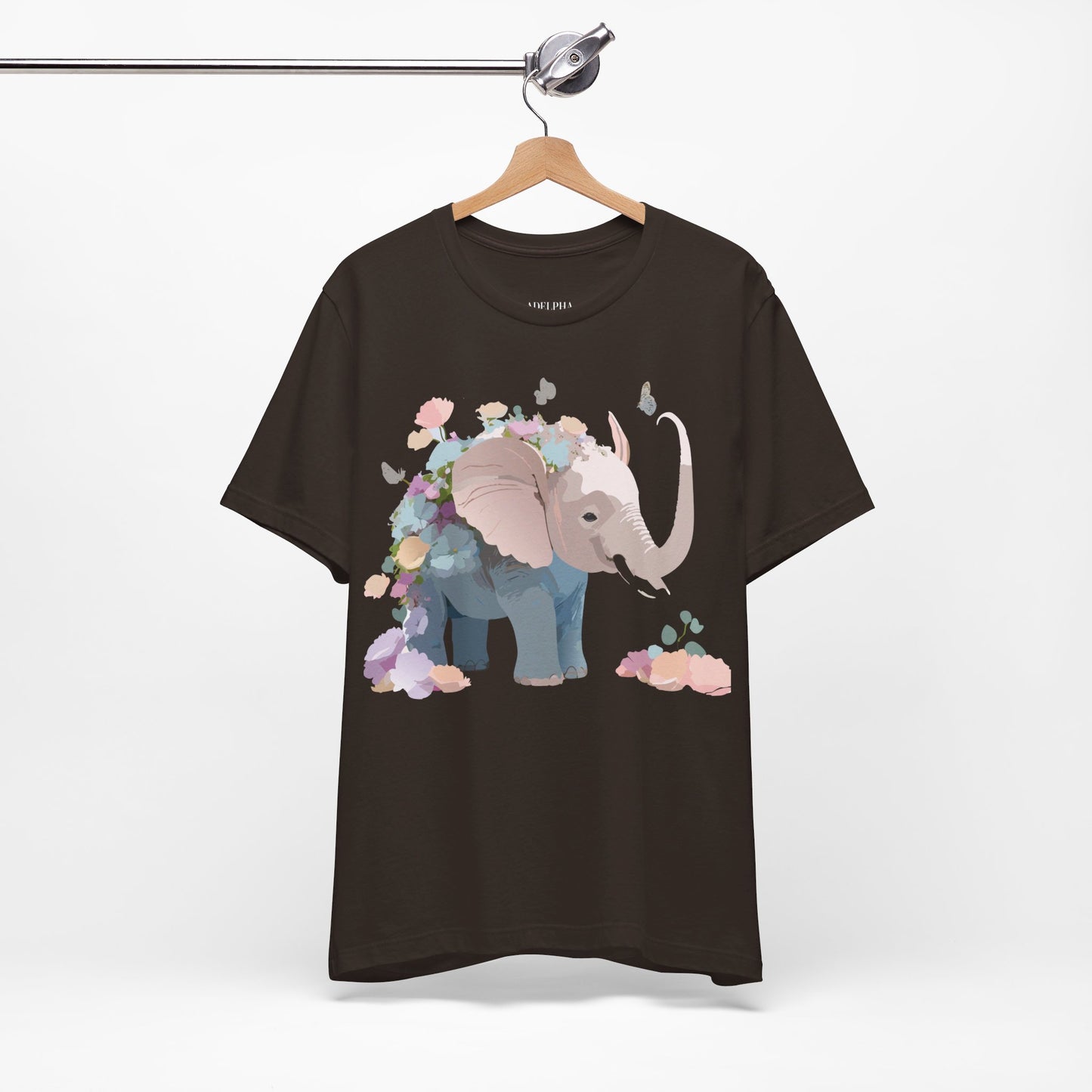 T-shirt en coton naturel avec motif éléphant