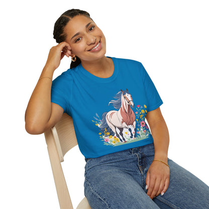 Unisex Horse Tee Softstyle Cotton Shirt With Animals Design Graphic