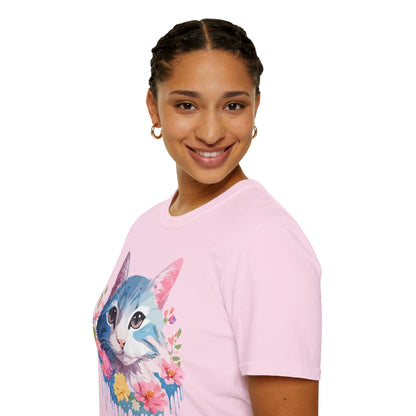 Cat Shirt Unisex Cat Tee Kitten Print Gildan Softstyle 64000