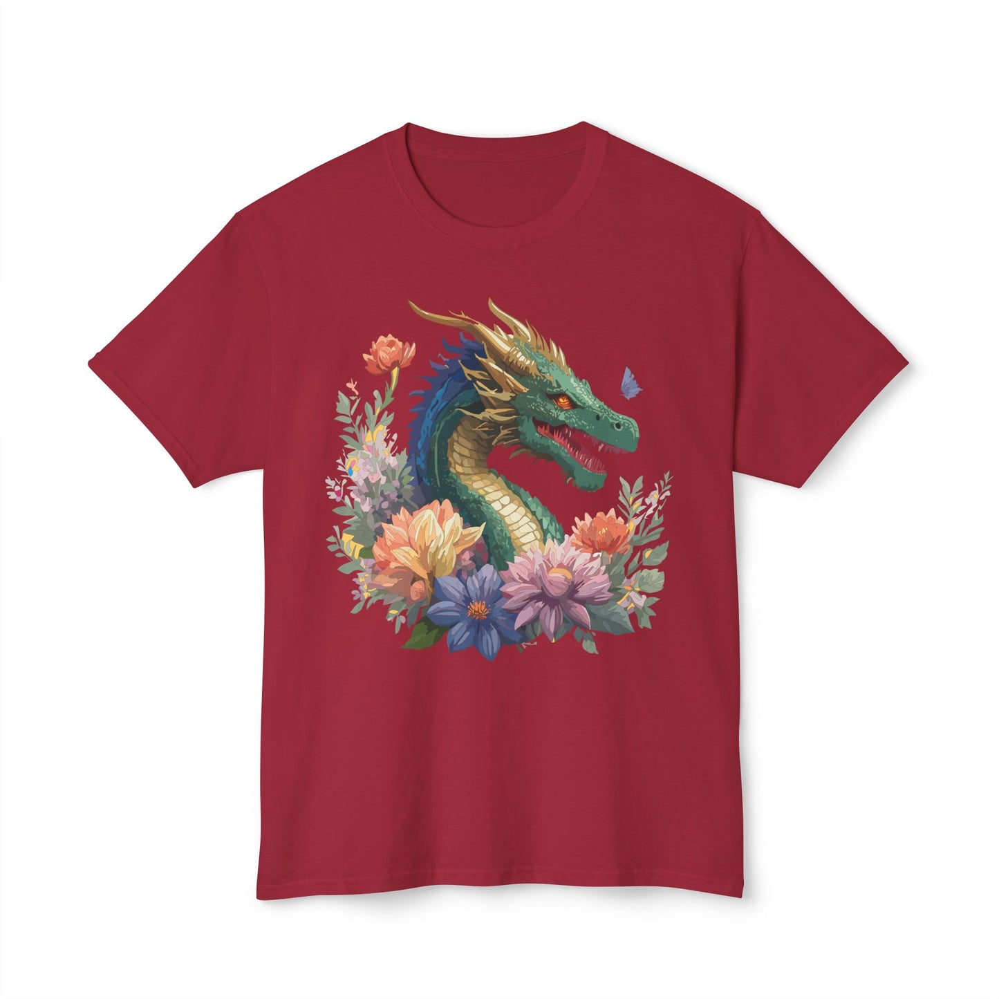 Dragon T-Shirt, Vintage Dragon Tee, Floral Tees, Dragon Art Design Shirt, Tee Shirt with Dragon 5