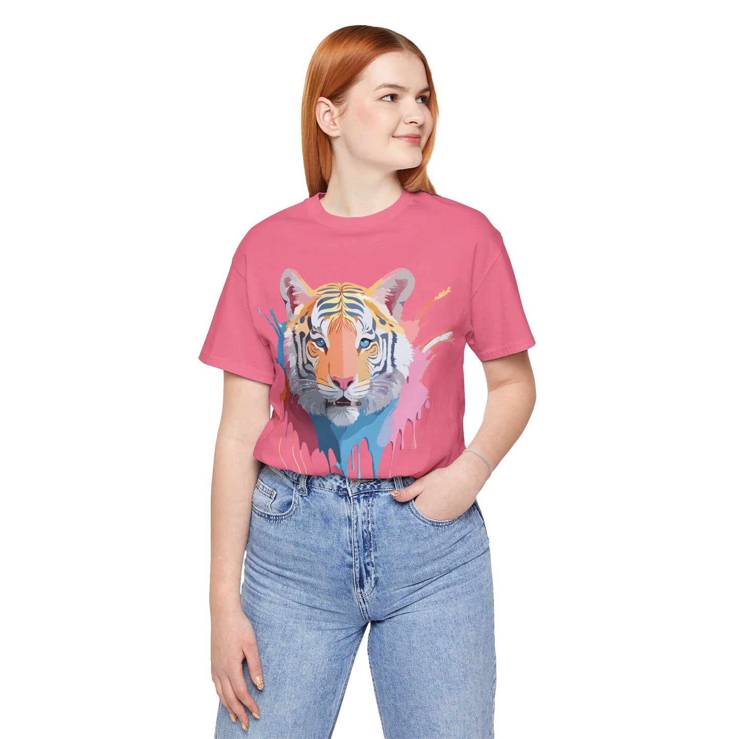 Natural Cotton Tee Shirt with Tiger