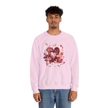 Unisex Floral Big Heart Sweatshirt Love Floral Valentine Day Cotton Poly Blend