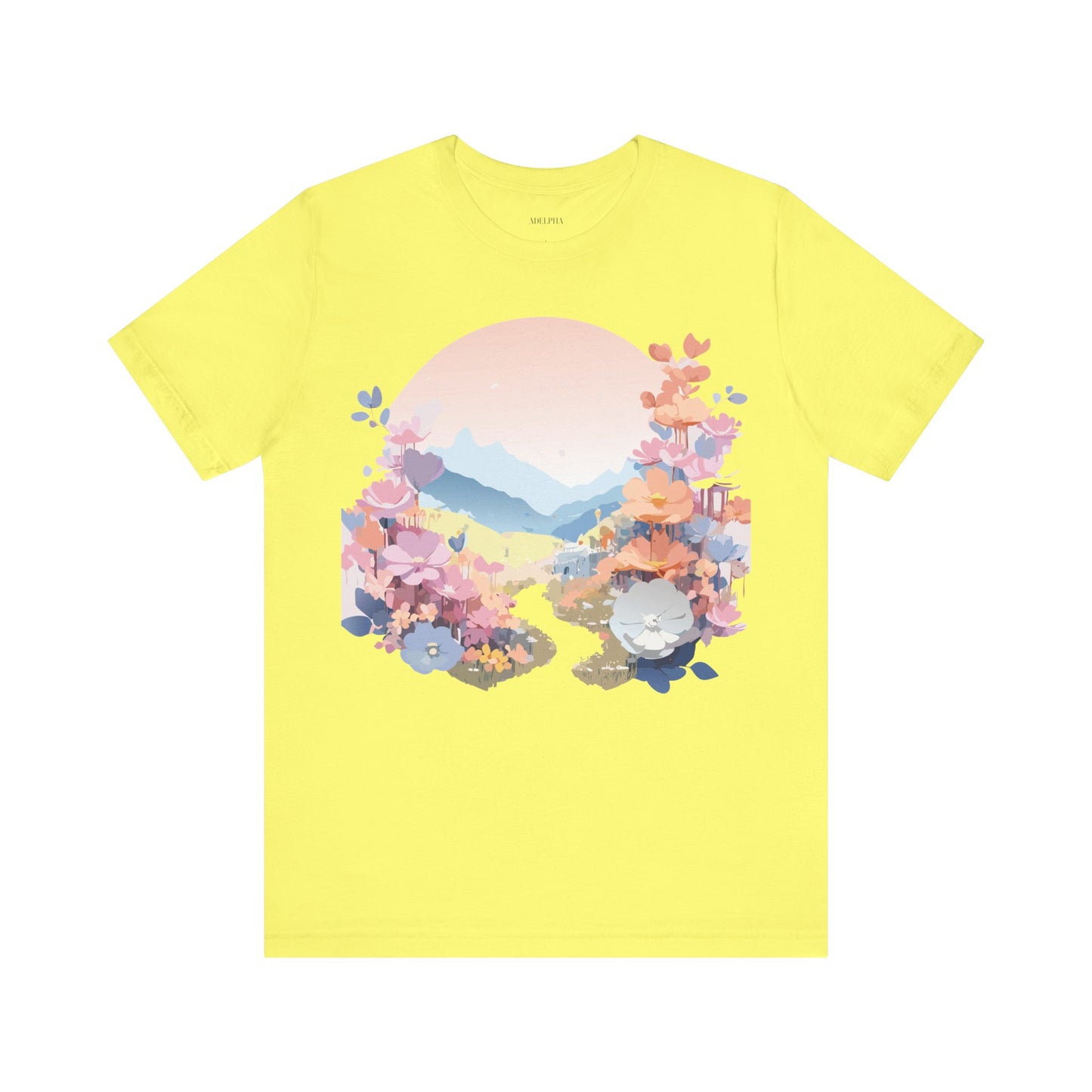 Natural Cotton Tee Shirt with Flowers