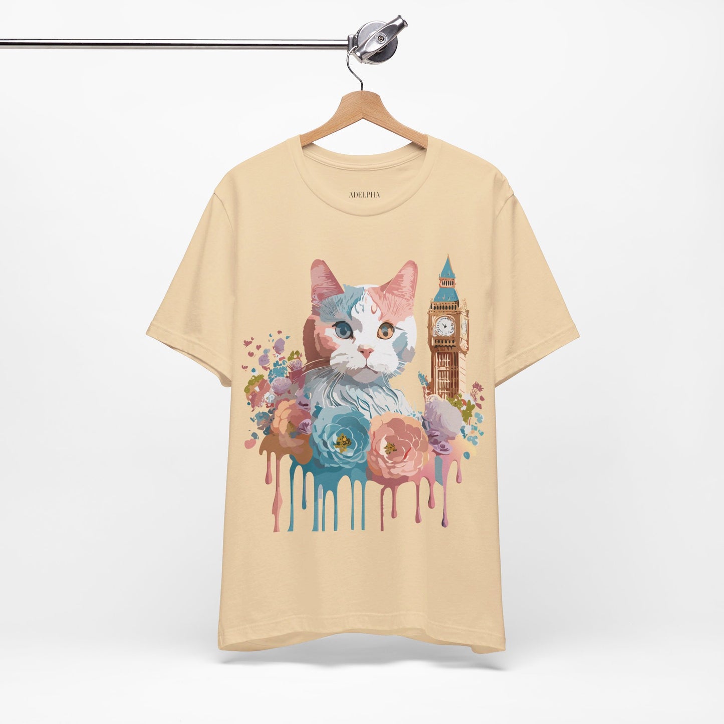 Natural Cotton Tee Shirt with Cat