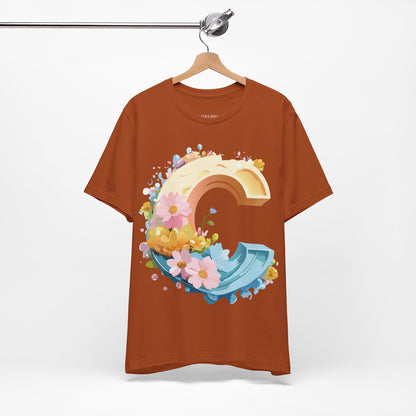 Natural Cotton Tee Shirt - Letters Collection - C Printify
