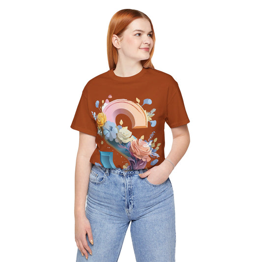 Natural Cotton Tee Shirt - Letters Collection - S Printify