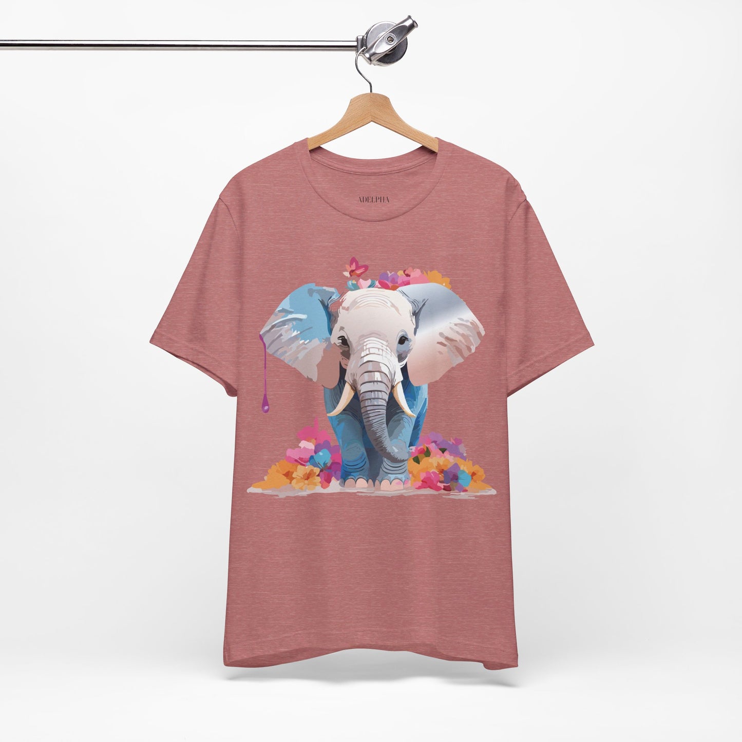 Natural Cotton Tee Shirt with Elephant