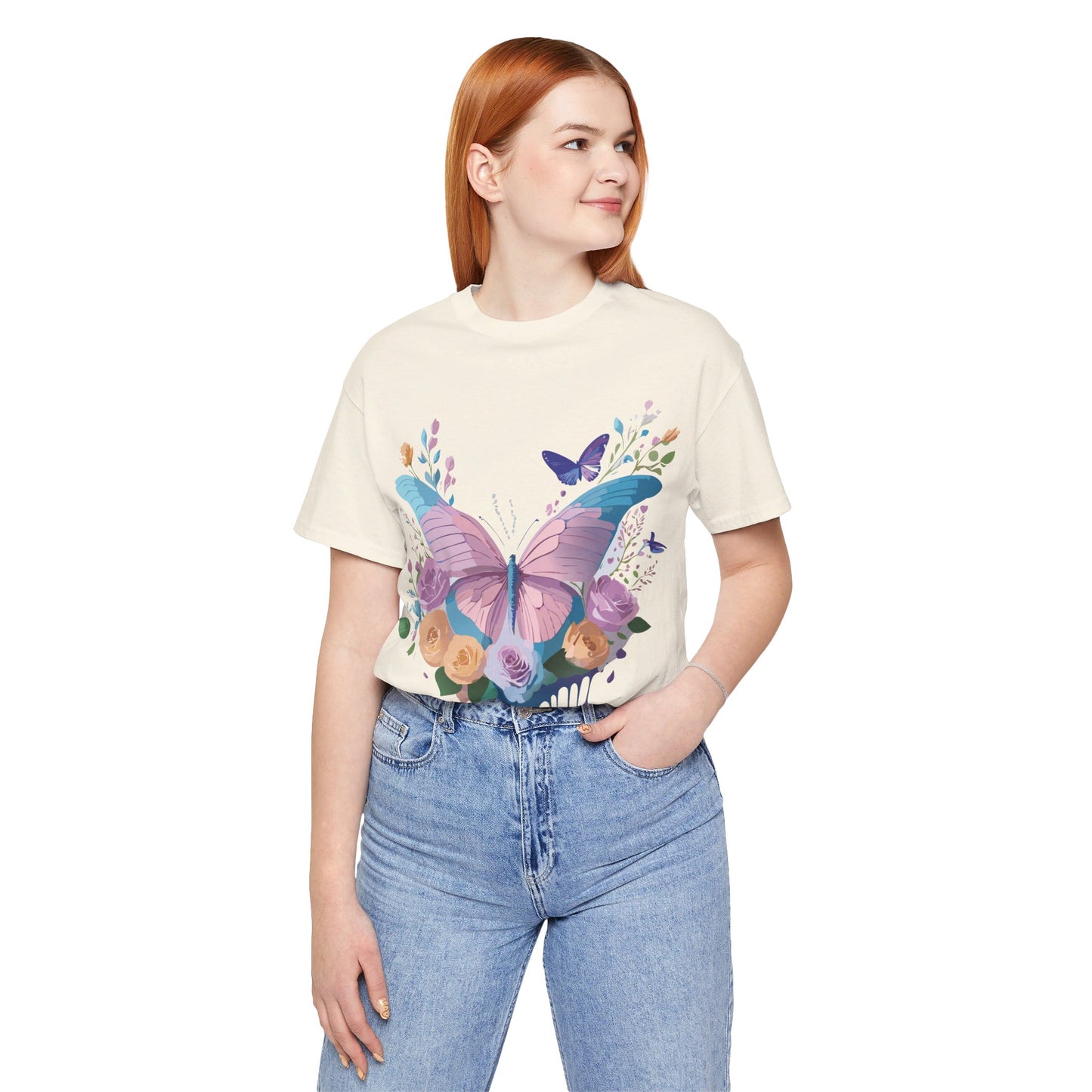 T-shirt en coton naturel avec papillon