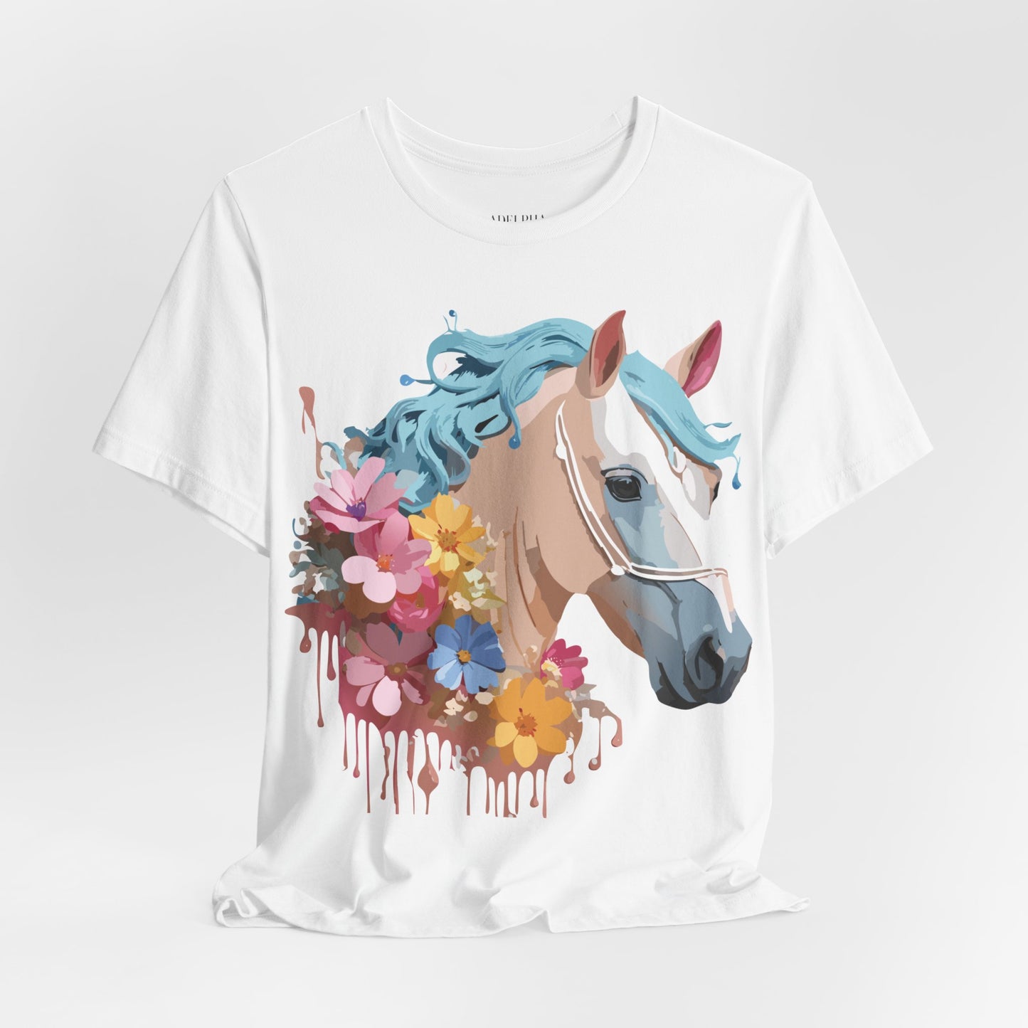 Natural Cotton Tee Shirt with Horse