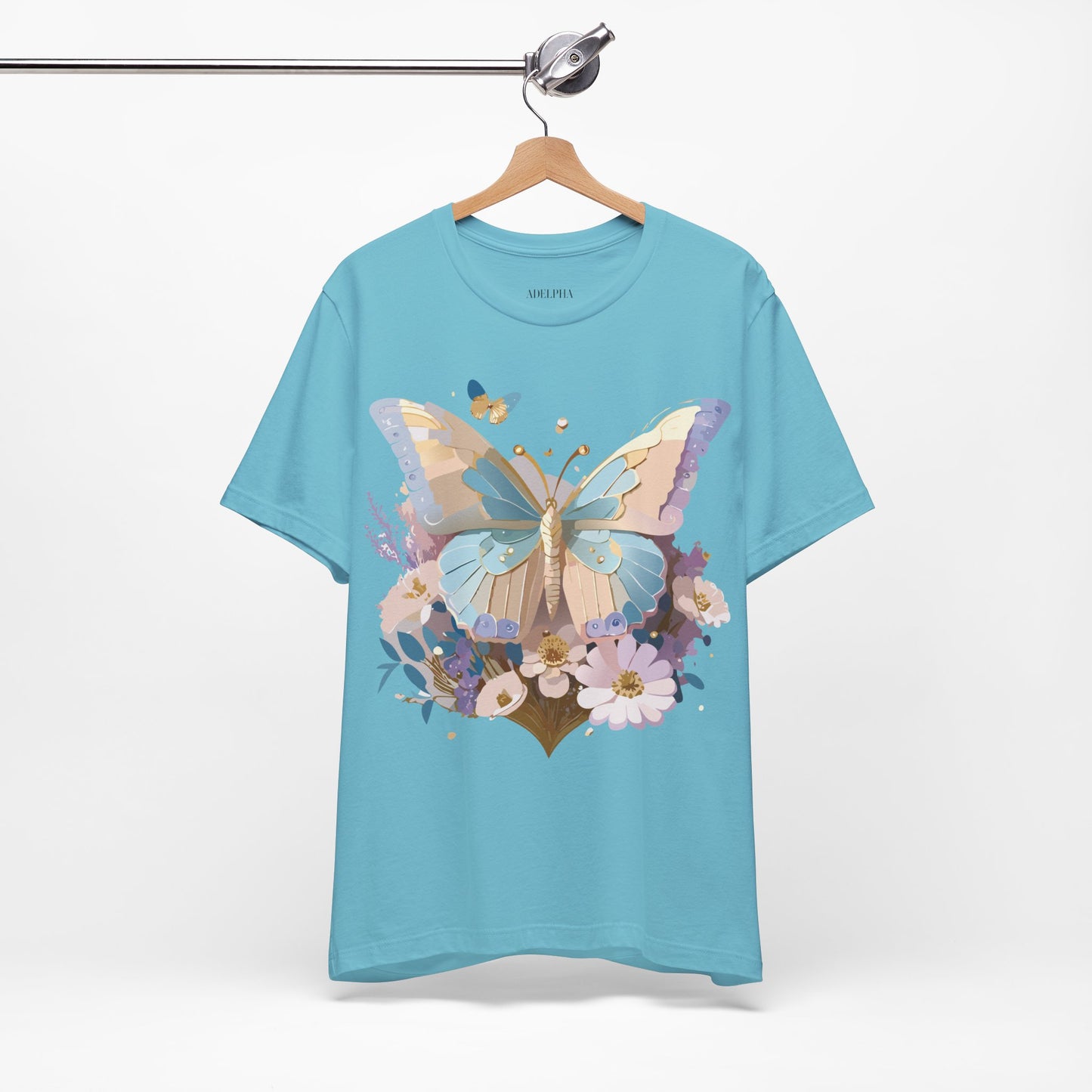 Natural Cotton Tee Shirt with Butterfly