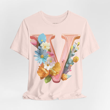 Natural Cotton Tee Shirt - Letters Collection - V Printify