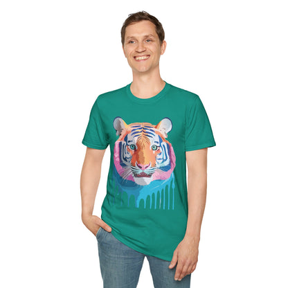 Tiger Print Unisex Softstyle Breathable Cotton Tee 64000 Gildan Shirt