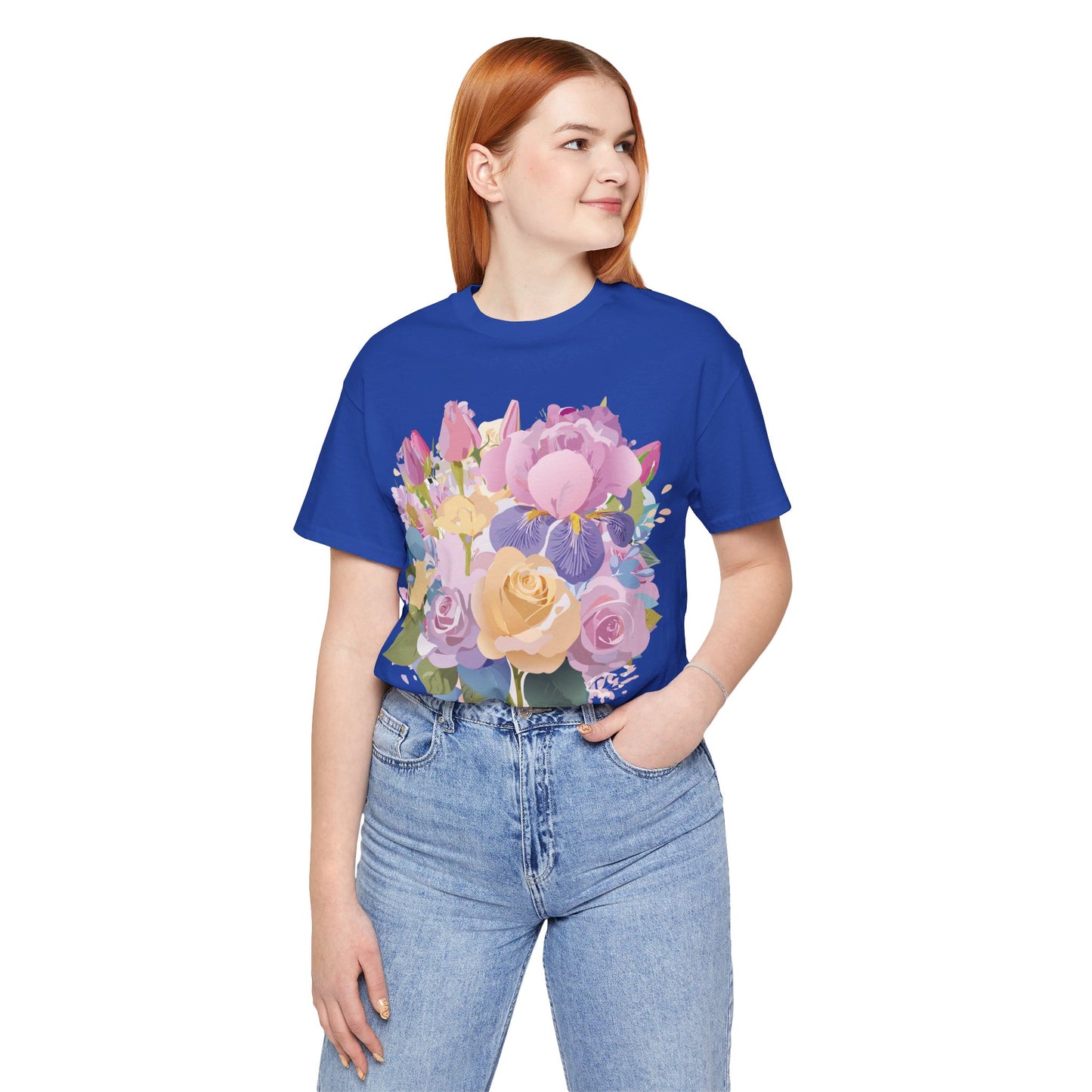 T-shirt en coton naturel avec fleurs