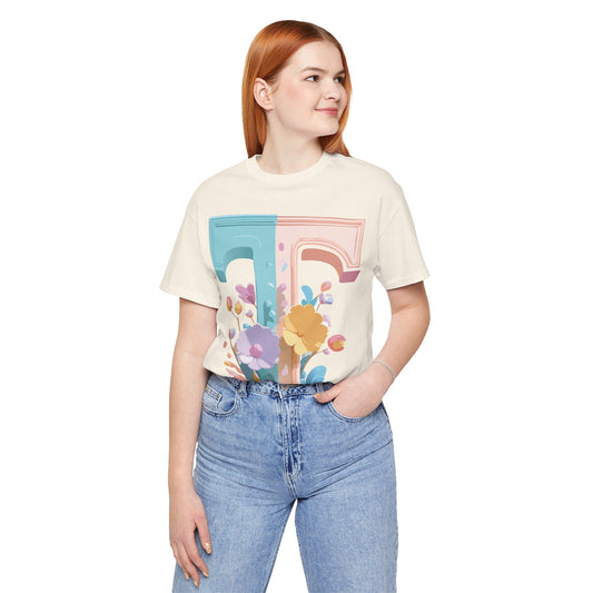 Natural Cotton Tee Shirt - Letters Collection - T Printify