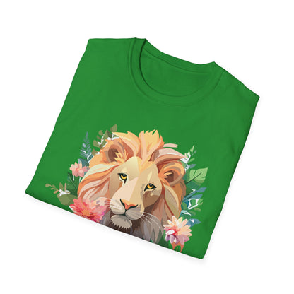 Gildan Unisex Lion Shirt Floral Lion Tee Animal Print Softstyle Tee
