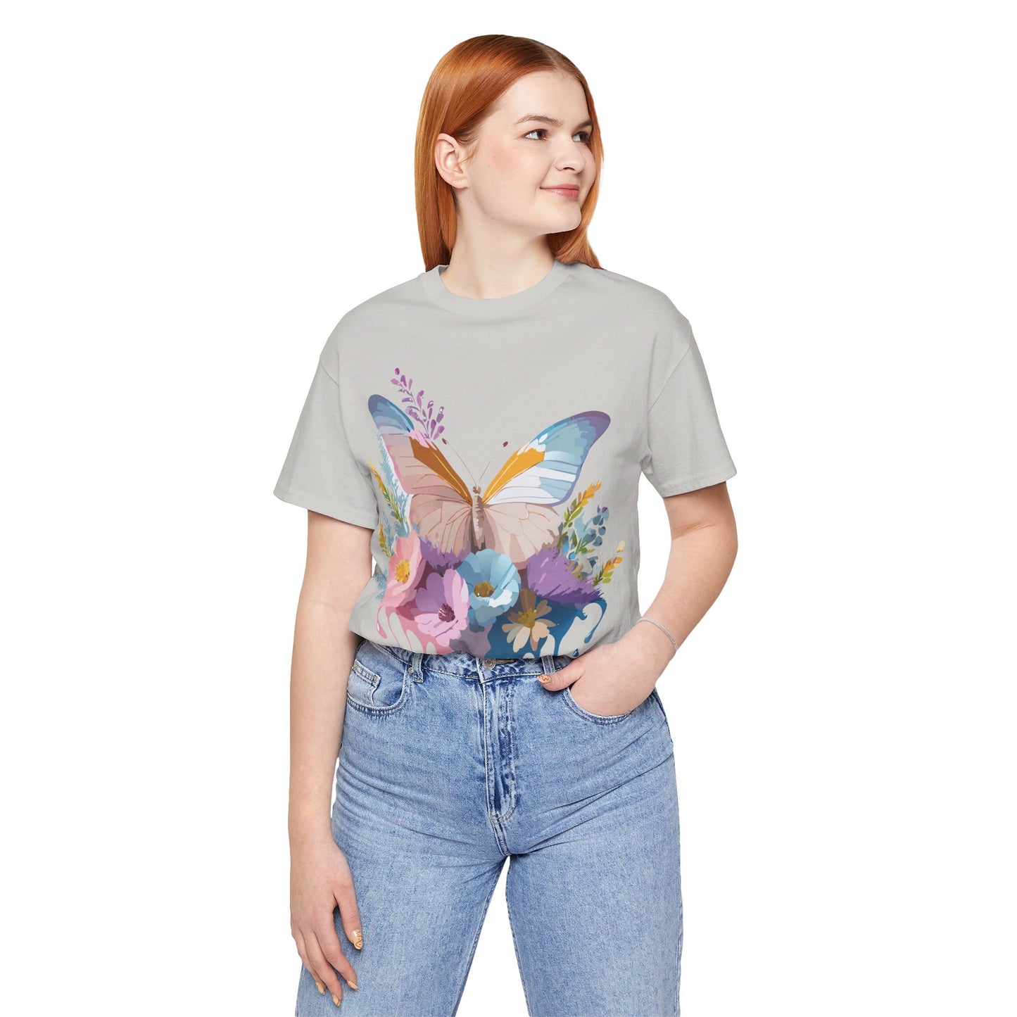 T-Shirt aus natürlicher Baumwolle mit Schmetterling