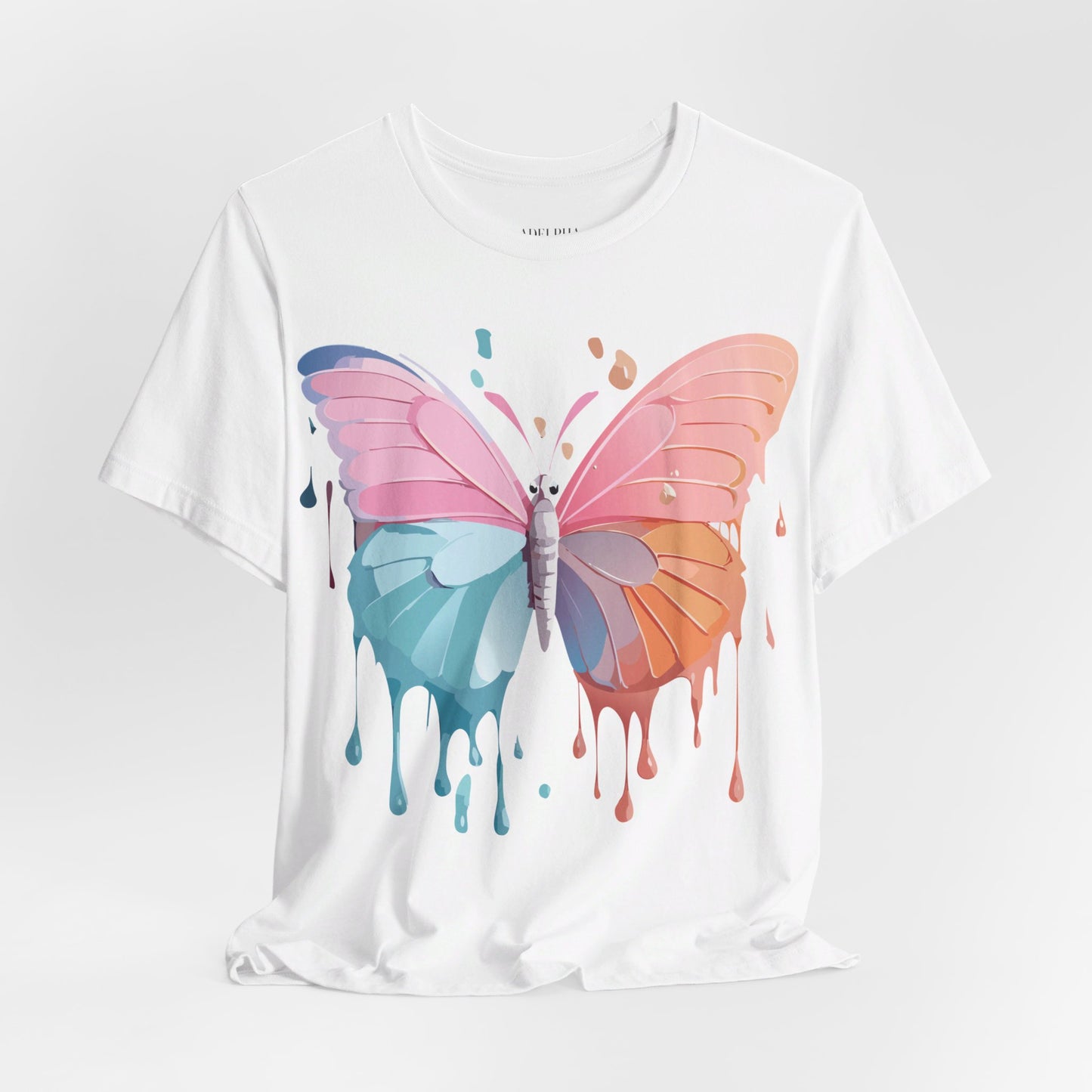 Natural Cotton Tee Shirt with Butterfly