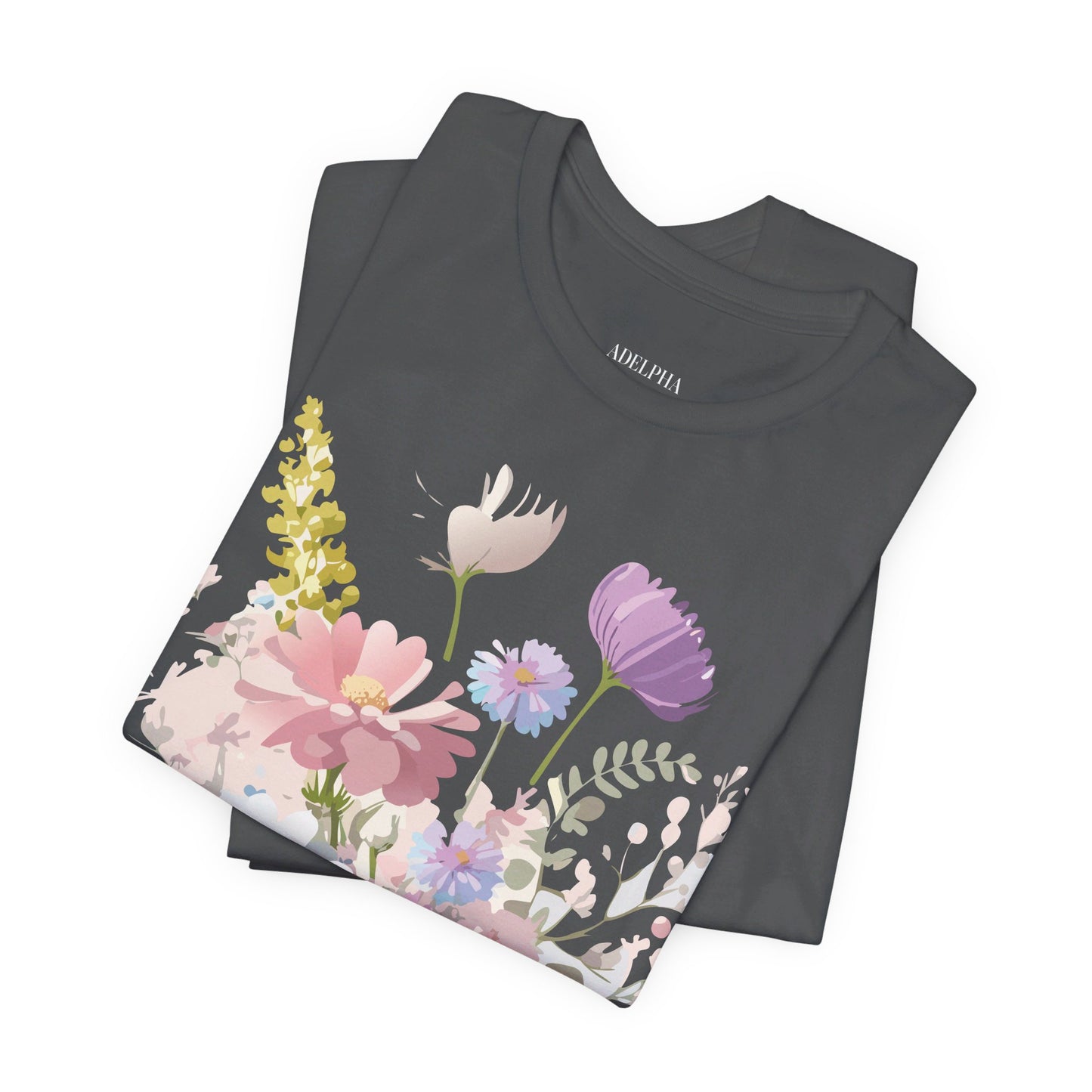 T-shirt en coton naturel avec fleurs