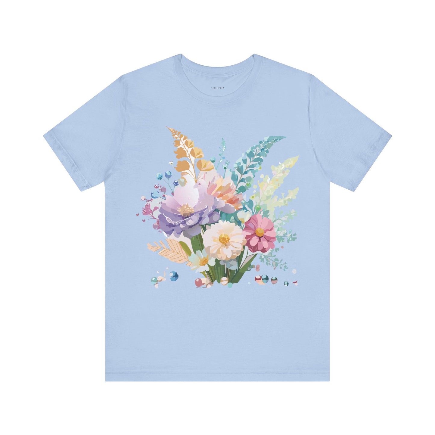 Natural Cotton Tee Shirt with Flowers