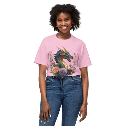 Dragon Art Design Shirt Unisex Cotton T Shirt Floral Print Tee